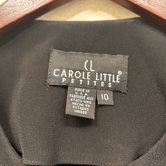 Vintage Carole Little Spring Flowers Embroidered Black Jacket Size 10 - Picture 3 of 5